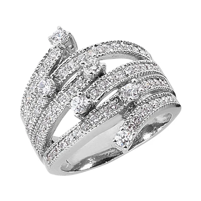 18K White Gold Right Hand Ladies Diamond Ring 0.94ct 1 18K White Gold Right Hand Ladies Diamond Ring 0.94ct