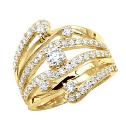 18K Yellow Gold Right Hand Ladies Diamond Ring 1.18ct