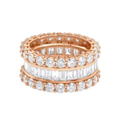 18K Yellow Gold Round & Baguette Diamond Eternity Band 6ct -Luxurman 18k gold round baguette diamond eternity band 600ct p 5760 backro 20200107