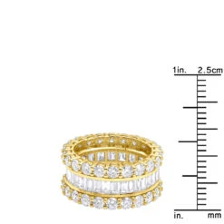 18K Yellow Gold Round & Baguette Diamond Eternity Band 6ct -Luxurman 18k gold round baguette diamond eternity band 600ct p 5760 rulerye