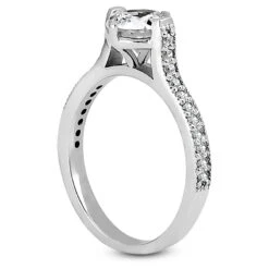 18K White Gold Round Diamond Engagement Ring 0.97ct -Luxurman 18k gold round diamond engagement ring 097ct p 29985 back white 20220420 20220426