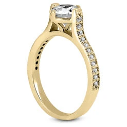 18K White Gold Round Diamond Engagement Ring 0.97ct -Luxurman 18k gold round diamond engagement ring 097ct p 29985 back yellow 20220420 20220426