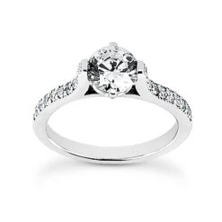 18K White Gold Round Diamond Engagement Ring 0.97ct