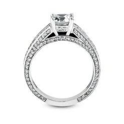 18K White Gold Round Diamond Engagement Ring 1.17ct 4.4mm -Luxurman 18k gold round diamond engagement ring 117ct p 34460 additional white