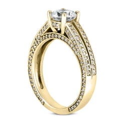 18K White Gold Round Diamond Engagement Ring 1.17ct 4.4mm -Luxurman 18k gold round diamond engagement ring 117ct p 34460 back yellow 20220420 20220426