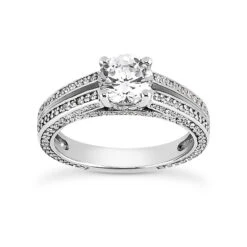 18K White Gold Round Diamond Engagement Ring 1.17ct 4.4mm