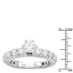 18K White Gold Round Diamond Engagement Ring 2.51ct 11 18K White Gold Round Diamond Engagement Ring 2.51ct -Luxurman 18k gold round diamond engagement ring 251ct p 33886 rulerwh