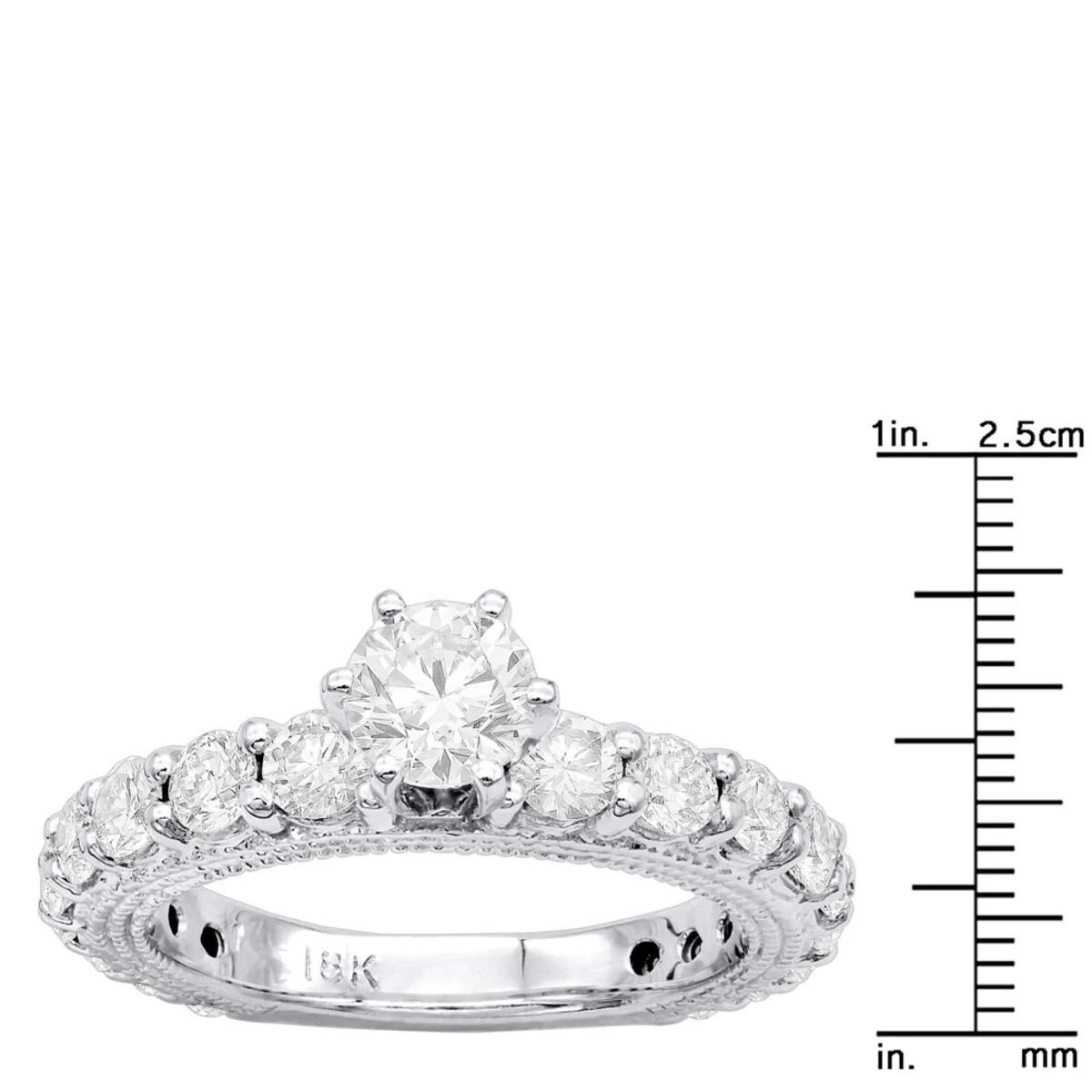 18K White Gold Round Diamond Engagement Ring 2.51ct 6 18K White Gold Round Diamond Engagement Ring 2.51ct - Image 6