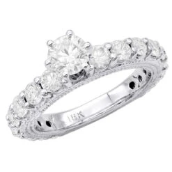 18K White Gold Round Diamond Engagement Ring 2.51ct