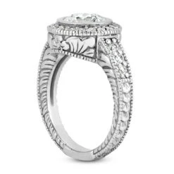 18K White Gold Round Diamond Engagement Ring Set 1.24ct Band: 3.10mm, Eng.: 3.80mm -Luxurman 18k gold round diamond engagement ring set 124ct p 29887 additional white