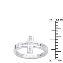 18K White Gold Round Diamond Ladies Ring 0.28ct -Luxurman 18k gold round diamond ladies ring 028ct p 32132 rulerwh