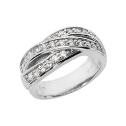 18K White Gold Round Diamond Ladies Ring 0.60ct 8.5mm
