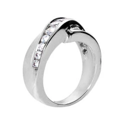 18K White Gold Round Diamond Ladies Ring 0.80ct 7.7mm -Luxurman 18k gold round diamond ladies ring 080ct p 32902 back white 20220426