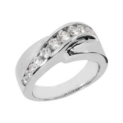 18K White Gold Round Diamond Ladies Ring 0.80ct 7.7mm
