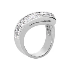 18K White Gold Round Diamond Ladies Ring 1.05ct 13mm -Luxurman 18k gold round diamond ladies ring 105ct p 32144 back white 20220426