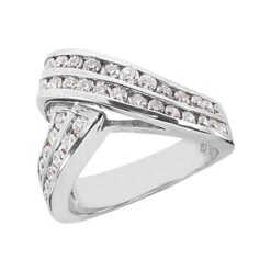 18K White Gold Round Diamond Ladies Ring 1.05ct 13mm
