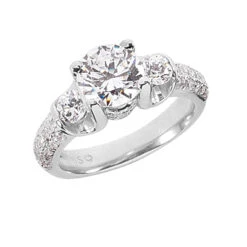 Thin 18K White Gold Round Diamond Ladies Ring 2.43ct