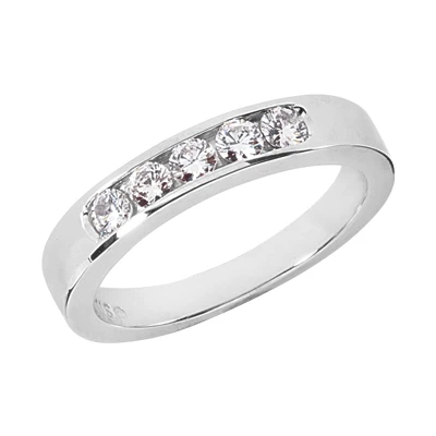 18K White Gold Round Diamond Men's Wedding Band 0.60ct 4.2mm 1 18K White Gold Round Diamond Men's Wedding Band 0.60ct 4.2mm