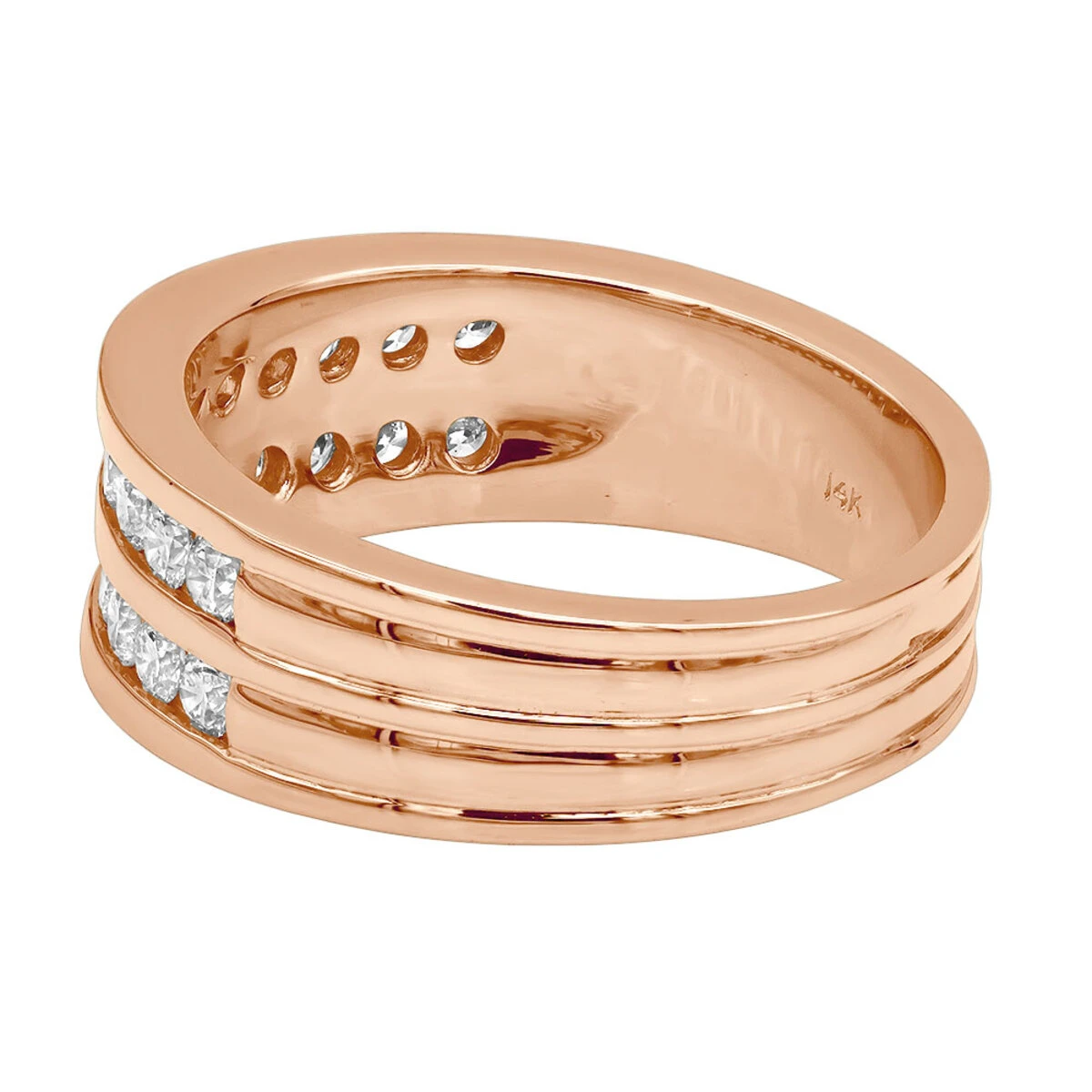 18K Rose Gold Round Diamond Men's Wedding Band 1.32ct 6 18K Rose Gold Round Diamond Men's Wedding Band 1.32ct - Image 6
