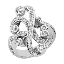 18K White Gold Round Diamond Right Hand Ladies Ring 0.71ct
