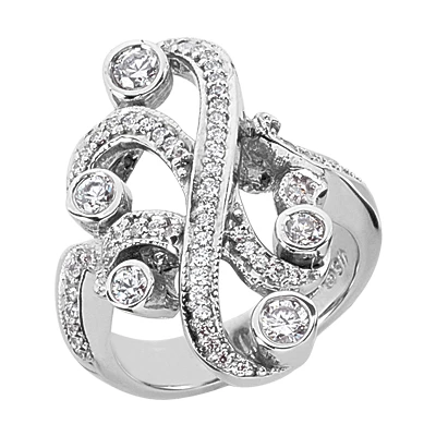 18K White Gold Round Diamond Right Hand Ladies Ring 0.71ct 1 18K White Gold Round Diamond Right Hand Ladies Ring 0.71ct