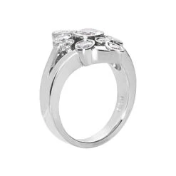 18K White Gold Round Diamond Right Hand Ladies Ring 1.11ct -Luxurman 18k gold round diamond right hand ladies ring 111ct p 31449 back white 20220420 20220426