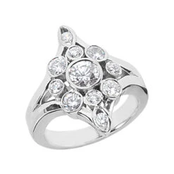 18K White Gold Round Diamond Right Hand Ladies Ring 1.11ct