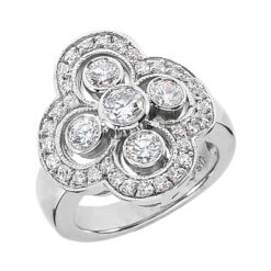 18K White Gold Round Diamond Right Hand Ladies Ring 1.33ct