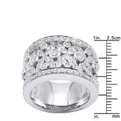 18K White Gold Women's Diamond Ring 1.20ct 13.4mm -Luxurman 18k gold womens diamond ring 120ct p 32524 rulerwh