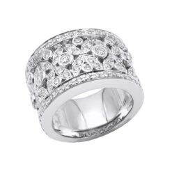 18K White Gold Women's Diamond Ring 1.20ct 13.4mm