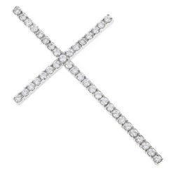 1ct Large Diamond Cross Pendant 14K White Gold Yellow Gold Or Rose Gold