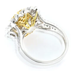 2 Carat 14K White Gold White And Yellow Diamonds Flower Ladies Ring By Luxurman -Luxurman 2 carat 14k gold white and yellow diamonds flower ladies ring by luxurman backwh