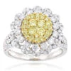 2 Carat 14K White Gold White And Yellow Diamonds Flower Ladies Ring By Luxurman