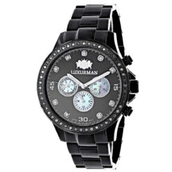 2 Carat Black Diamond Bezel Watch For Men By Luxurman