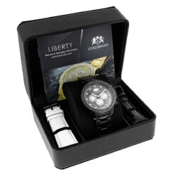 2 Carat Black Diamond Bezel Watch For Men By Luxurman -Luxurman 2 carat black diamond bezel watch for men by luxurman 4
