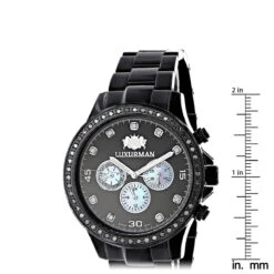 2 Carat Black Diamond Bezel Watch For Men By Luxurman -Luxurman 2 carat black diamond bezel watch for men by luxurman ruler