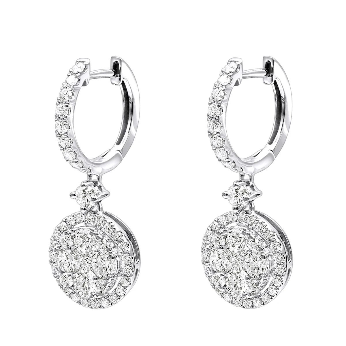 2 Carat Dangling Round Diamond Drop Earrings For Women By Luxurman 14K White Gold 4 2 Carat Dangling Round Diamond Drop Earrings For Women By Luxurman 14K White Gold - Image 4