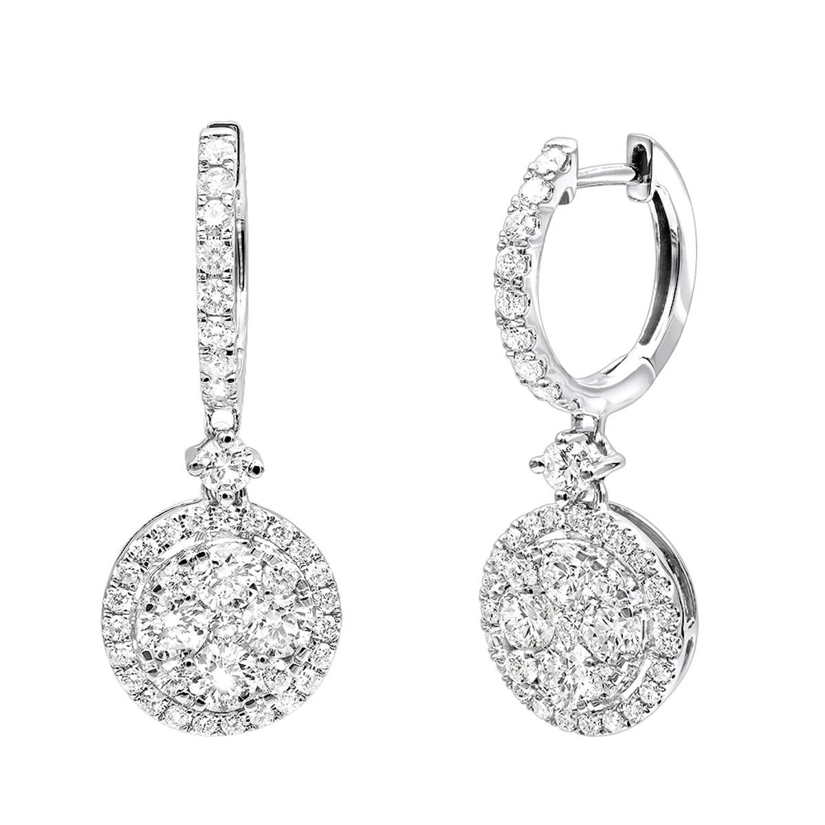 2 Carat Dangling Round Diamond Drop Earrings For Women By Luxurman 14K White Gold 1 2 Carat Dangling Round Diamond Drop Earrings For Women By Luxurman 14K White Gold