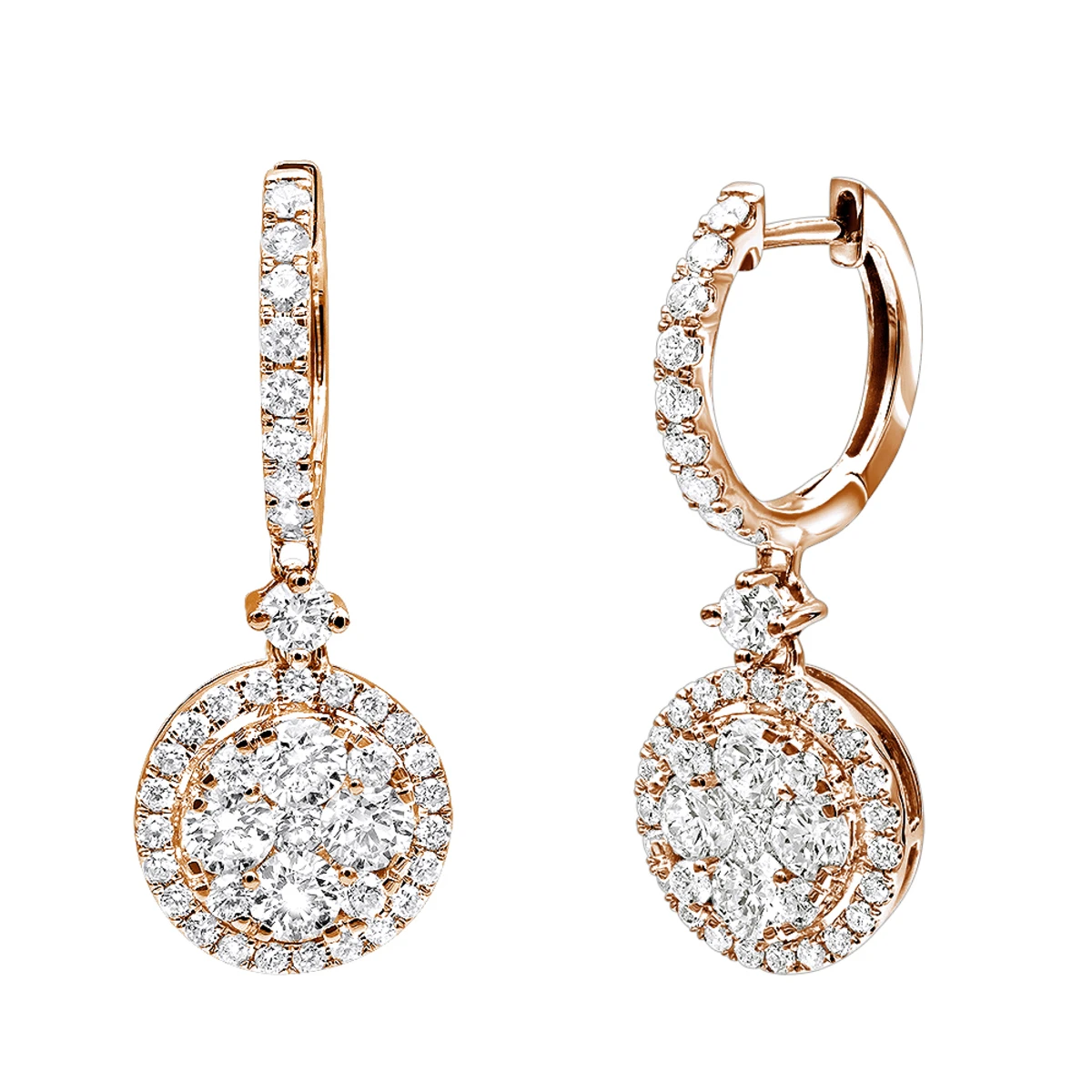 2 Carat Dangling Round Diamond Drop Earrings For Women By Luxurman 14K White Gold 3 2 Carat Dangling Round Diamond Drop Earrings For Women By Luxurman 14K White Gold - Image 3