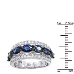 4 Carat Diamond And Sapphire Cocktail Ring For Women 14K Yellow Gold Luxurman Band -Luxurman 2 carat diamond and sapphire cocktail ring for women 14k gold luxurman band rulerwh
