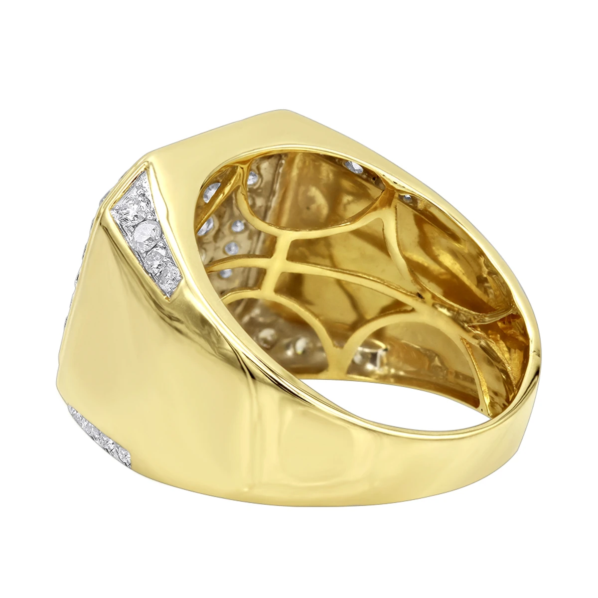 2 Carat Diamond Pinky Ring Or Wedding Band For Men 10K Yellow Gold By Luxurman 4 2 Carat Diamond Pinky Ring Or Wedding Band For Men 10K Yellow Gold By Luxurman - Image 4