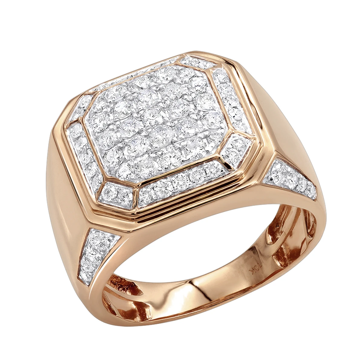 2 Carat Diamond Pinky Ring Or Wedding Band For Men 10K Yellow Gold By Luxurman 3 2 Carat Diamond Pinky Ring Or Wedding Band For Men 10K Yellow Gold By Luxurman - Image 3