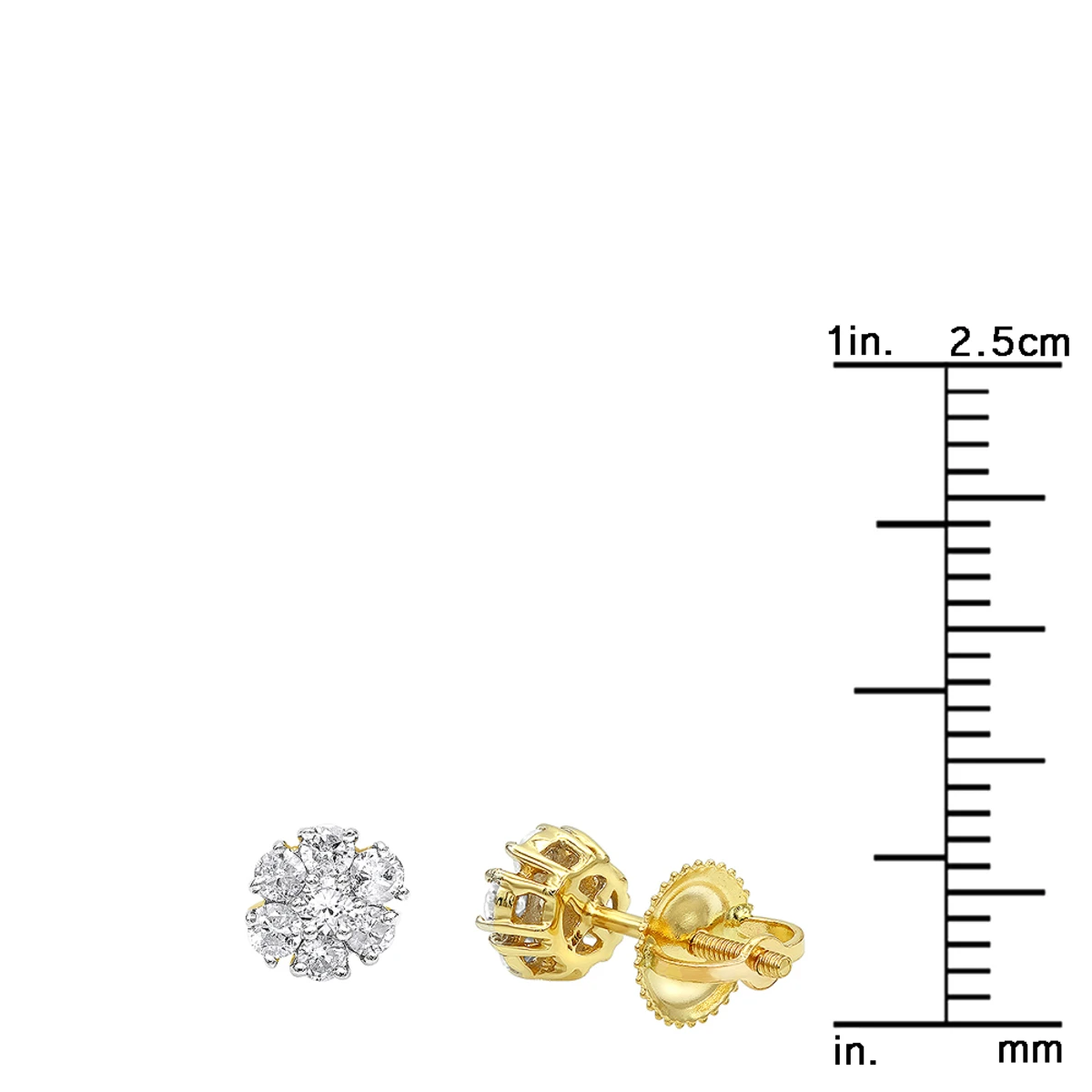 2 Carat Look 14K Yellow Gold Cluster Diamond Stud Earrings For Women 1/2ct By Luxurman 6 2 Carat Look 14K Yellow Gold Cluster Diamond Stud Earrings For Women 1/2ct By Luxurman - Image 6