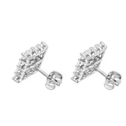 2 Carat Luxurman Square Shape Round Diamond Earrings Studs 14K White Gold -Luxurman 2 carat luxurman square shape round diamond earrings studs in 14k gold backwh