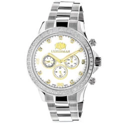 2 Carat Two Tone Men's Diamond Luxurman Liberty Watch W Swiss Movement
