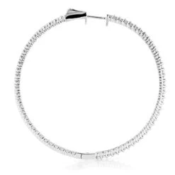 2 Inch Diamond Hoop Earrings 1ct 14K Yellow Gold Inside Out Hoops -Luxurman 2 inch diamond hoop earrings 09ct 14k gold inside out hoops 2