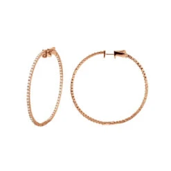 2 Inch Diamond Hoop Earrings 1ct 14K Yellow Gold Inside Out Hoops -Luxurman 2 inch diamond hoop earrings 09ct 14k gold inside out hoops ro