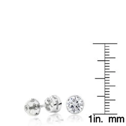 2ct Diamond Platinum Stud Earrings Bezel Set Round Cut -Luxurman 2ct diamond platinum stud earrings bezel set round cut ruler