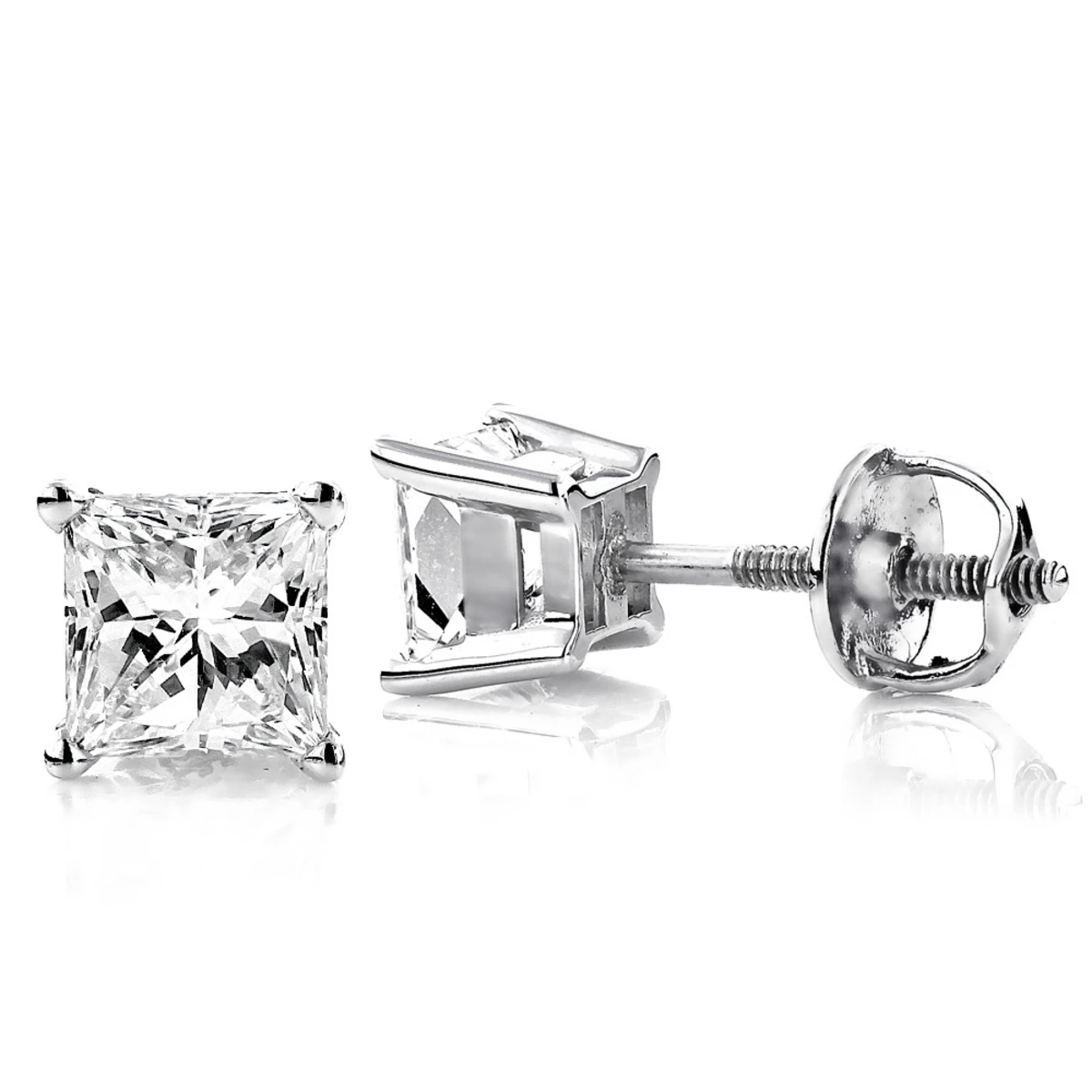 2ct Princess Cut Diamond Platinum Stud Earrings 1 2ct Princess Cut Diamond Platinum Stud Earrings