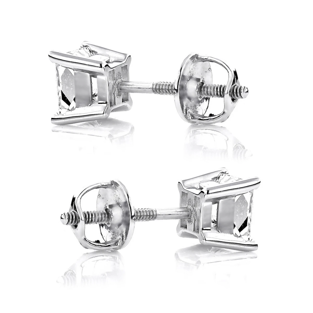 2ct Princess Cut Diamond Platinum Stud Earrings 2 2ct Princess Cut Diamond Platinum Stud Earrings - Image 2